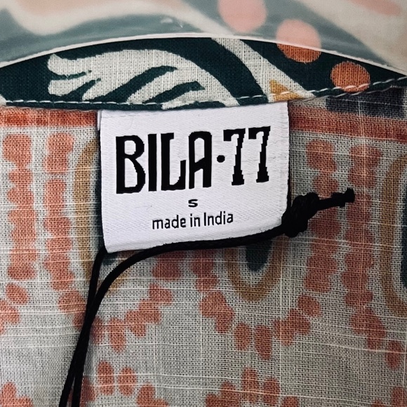 Bila•77 Sz S Thin Delicate Oversized Shirt in Boho Style Tie Fastener Patchwork - Picture 10 of 10